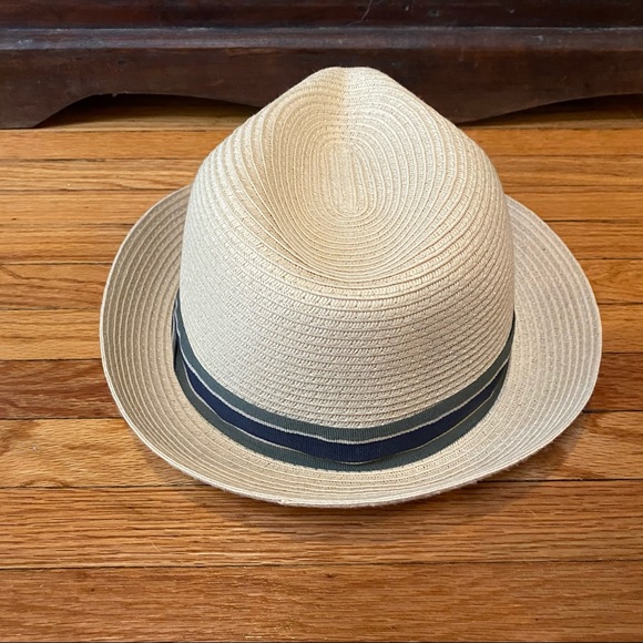 Woven Fedora Hat with Striped Accent Band, 90s Vintage Beach Travel Boho main image 6